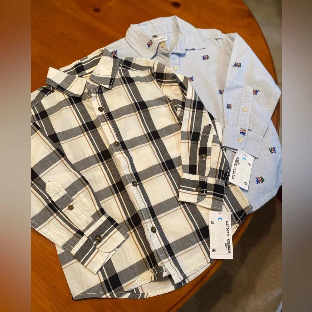 Carters NWT Bundle of (2) OshKosh Button Down Long Sleeve Shirts - Sz 3T